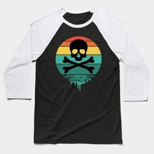 Vintage Sunset Skull and Cross Bones Baseball T-Shirt